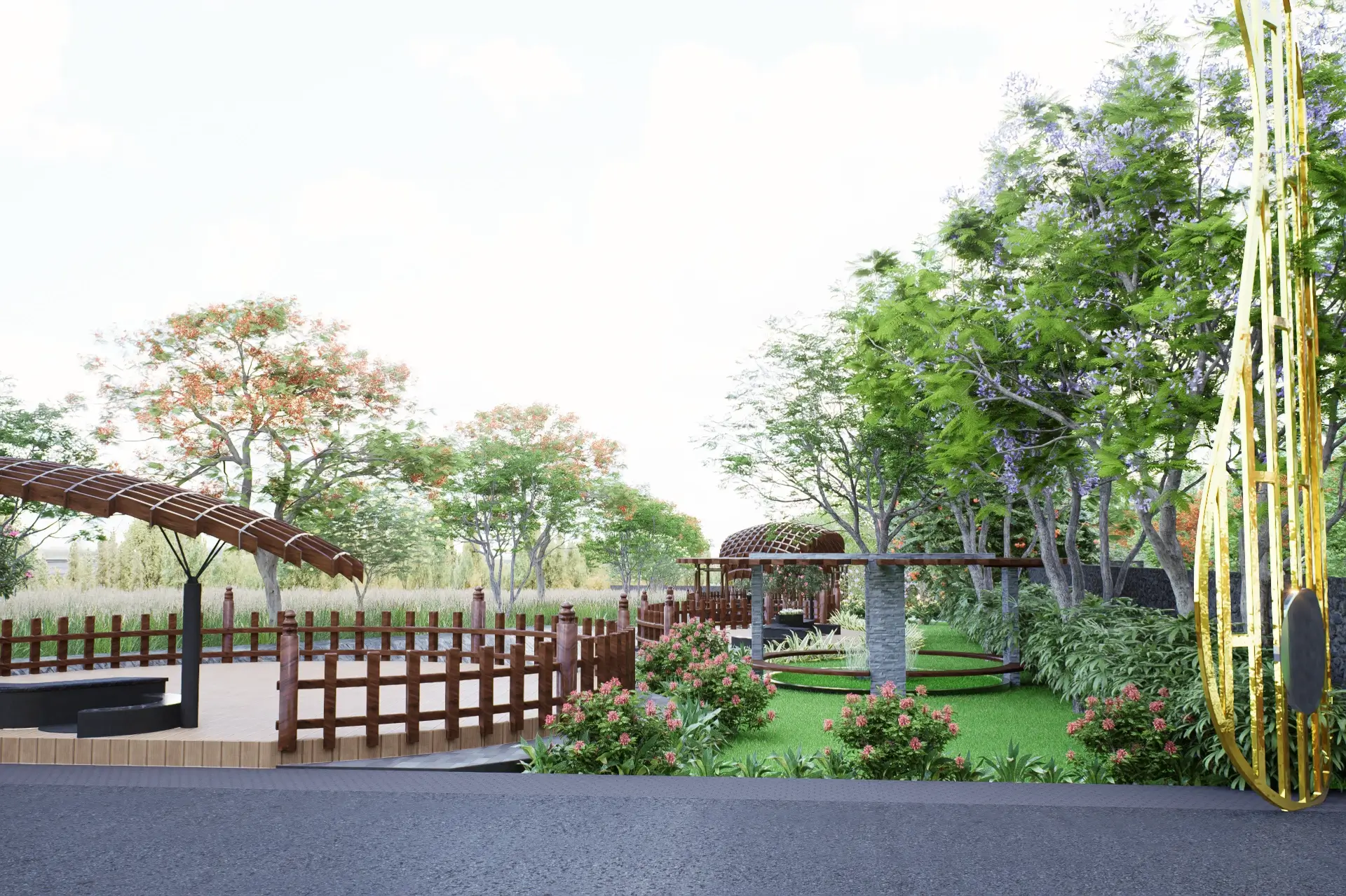 Grand entrance gate at Vouge Estate